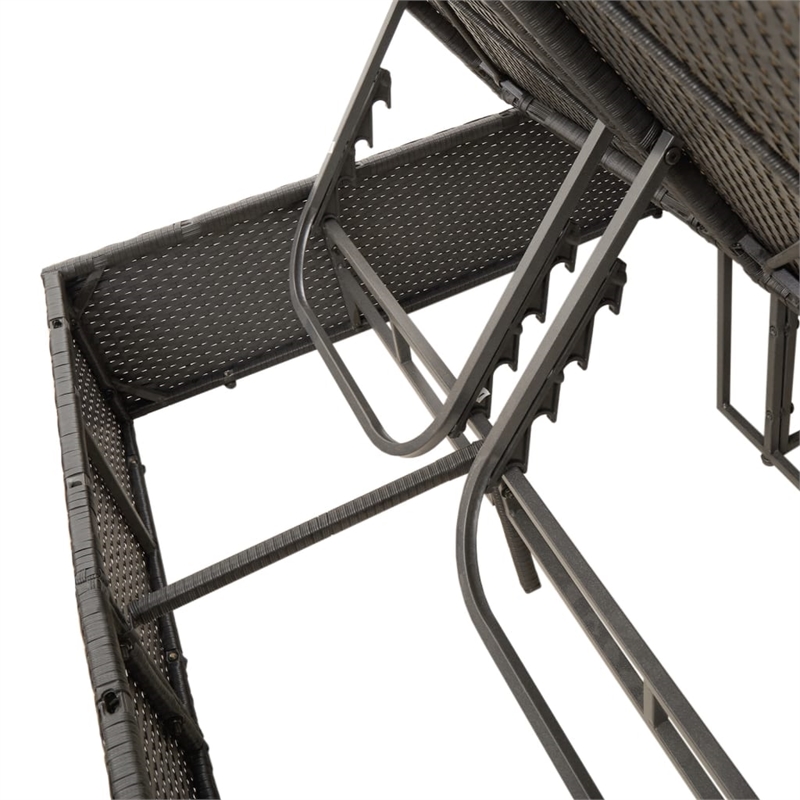 Pemberly Row Rattan Double Sun Lounger with Cushions and Parasol in Black