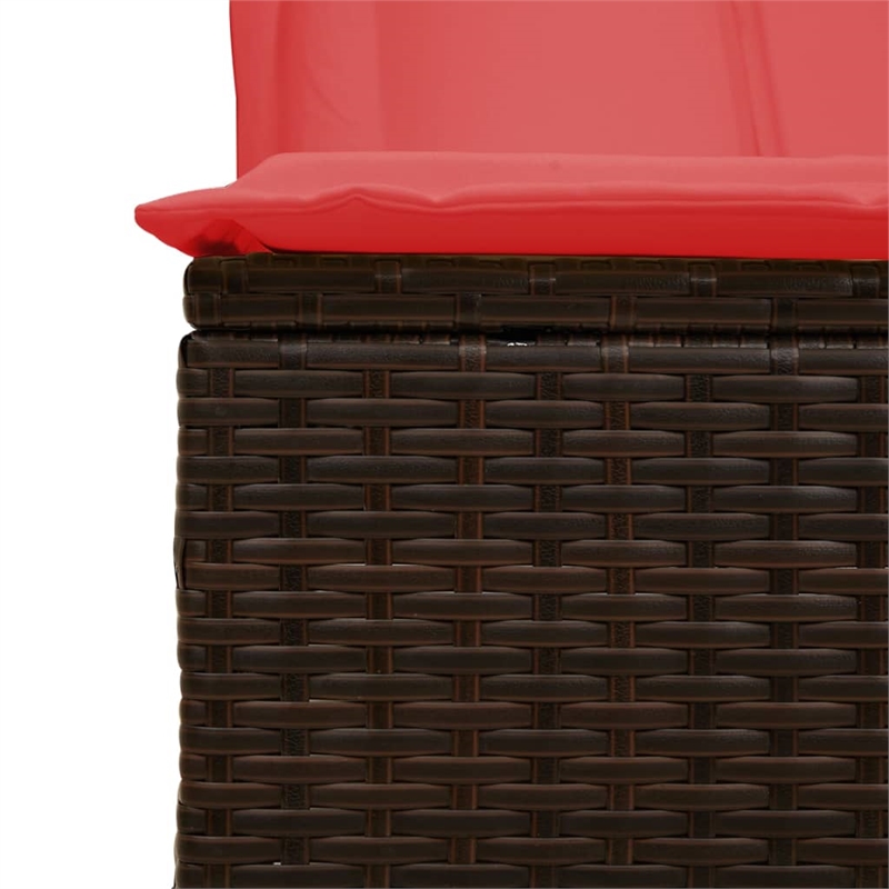 Pemberly Row Poly Rattan Double Sun Lounger with Roof and Curtains in Brown