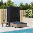 Pemberly Row Poly Rattan Double Sun Lounger with Roof and Curtains in Gray