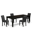 Pemberly Row 5-Piece Rubberwood Dining Set with Butterfly Leaf in Black