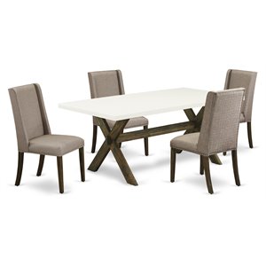 Pemberly Row 5-Piece Dining Set with Jacobean Table & Dark Khaki Chairs
