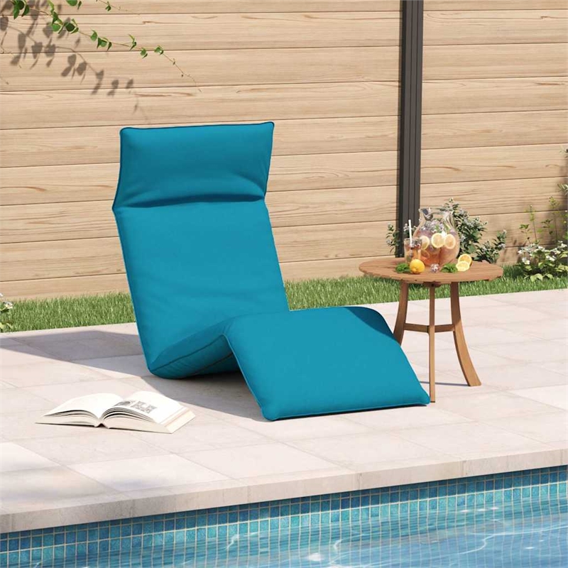 Pemberly Row Oxford Fabric 5-Position Folding Sun Lounger in Light Blue