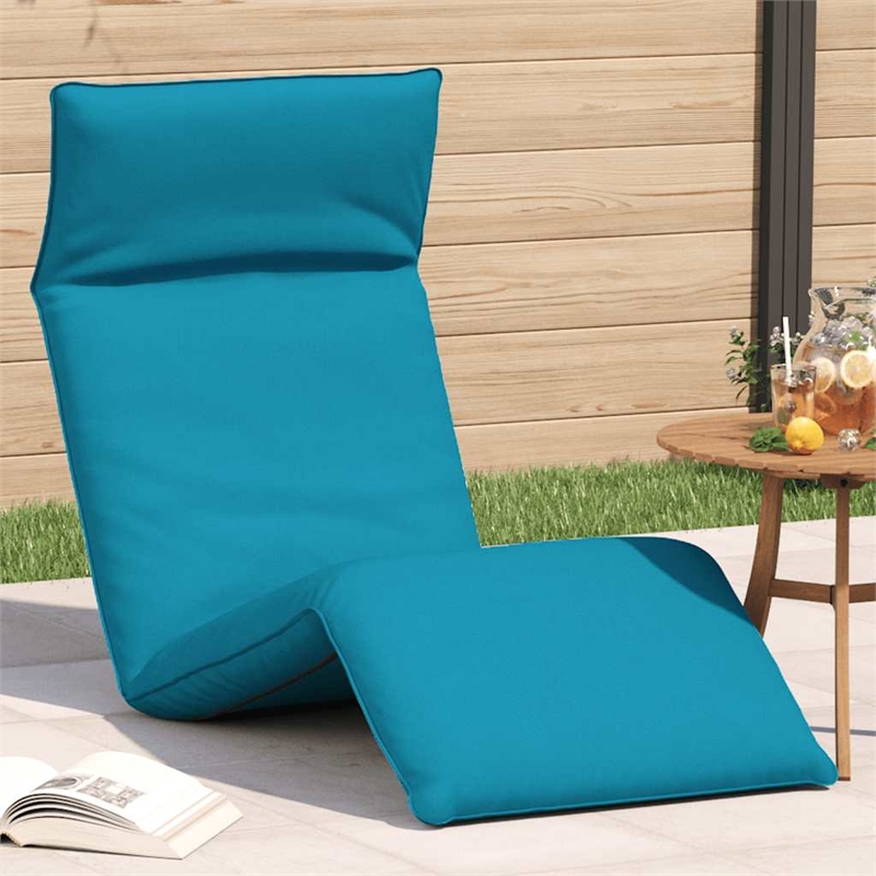 Pemberly Row Oxford Fabric 5-Position Folding Sun Lounger in Light Blue