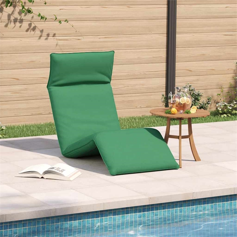 Pemberly Row Oxford Fabric 5-Position Folding Sun Lounger in Green