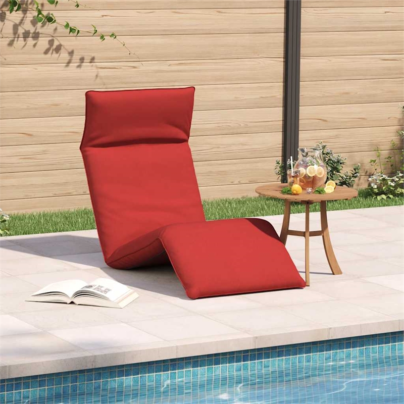 Pemberly Row Oxford Fabric 5-Position Folding Sun Lounger in Red