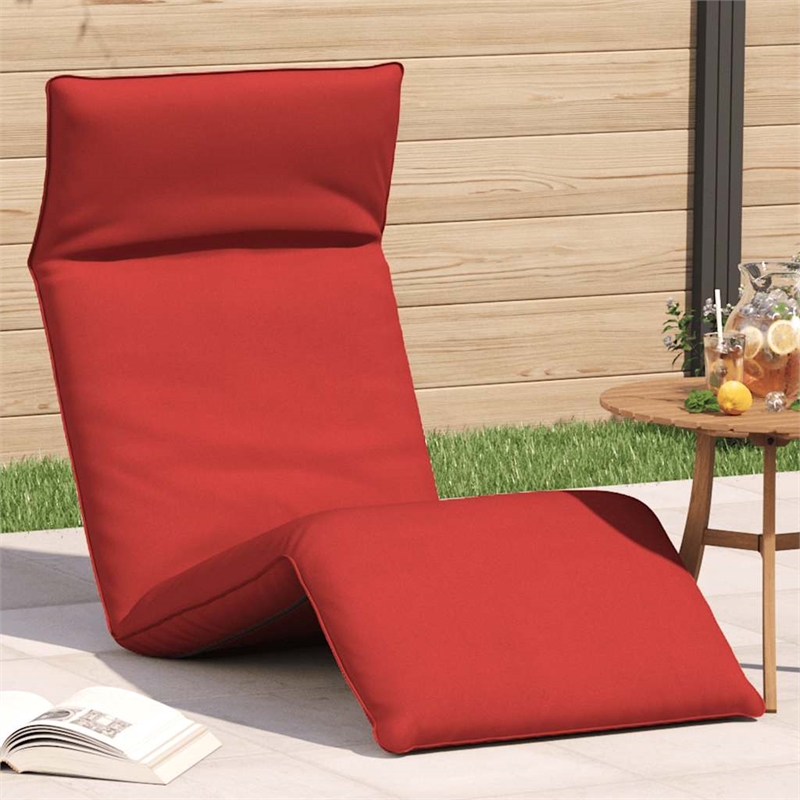 Pemberly Row Oxford Fabric 5-Position Folding Sun Lounger in Red