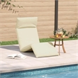 Pemberly Row Oxford Fabric 5-Position Folding Sun Lounger in Cream