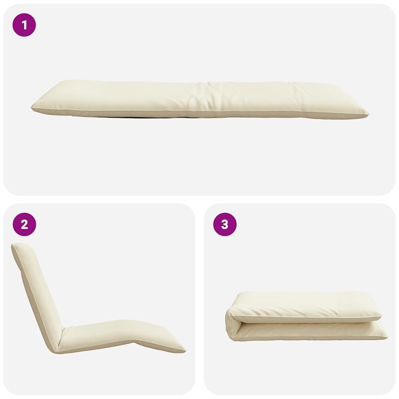 Pemberly Row Oxford Fabric 5-Position Folding Sun Lounger in Cream