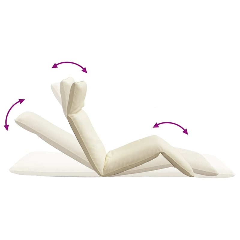 Pemberly Row Oxford Fabric 5-Position Folding Sun Lounger in Cream