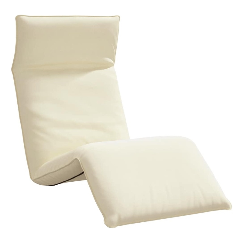 Pemberly Row Oxford Fabric 5-Position Folding Sun Lounger in Cream