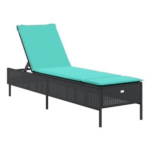 Pemberly Row PE Rattan 5-Position Sun Lounger in Black and Cream White