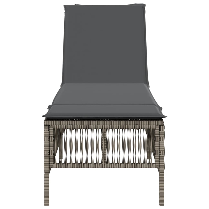 Pemberly Row PE Rattan 77.9 x 21.7 x 37.8 in Adjustable Sun Lounger in Gray