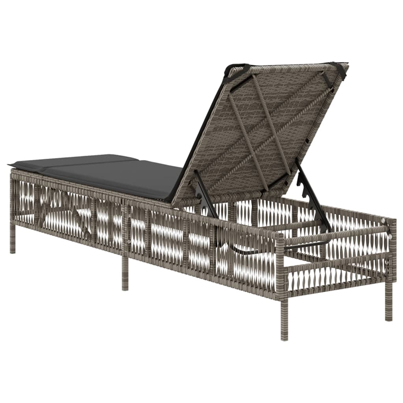 Pemberly Row PE Rattan 77.9 x 21.7 x 37.8 in Adjustable Sun Lounger in Gray