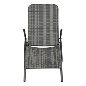 Pemberly Row PE Rattan Foldable Sun Lounger with Steel Frame in Gray