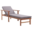 Pemberly Row Poly Rattan and Acacia Wood Sun Lounger with Cushion in Gray