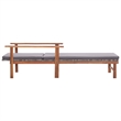 Pemberly Row Poly Rattan and Acacia Wood Sun Lounger with Cushion in Gray