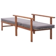 Pemberly Row Poly Rattan and Acacia Wood Sun Lounger with Cushion in Gray