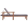 Pemberly Row Poly Rattan and Acacia Wood Sun Lounger with Cushion in Gray
