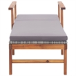 Pemberly Row Poly Rattan and Acacia Wood Sun Lounger with Cushion in Gray
