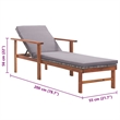 Pemberly Row Poly Rattan and Acacia Wood Sun Lounger with Cushion in Gray