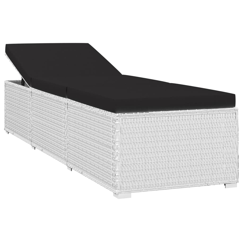 Pemberly Row PE Rattan 76.8 x 23.6 x 12.2 in Sun Lounger in White