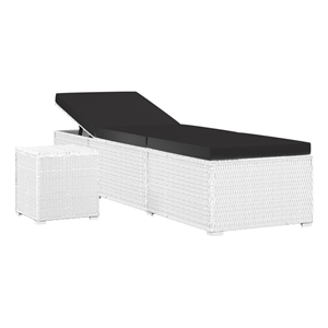 Pemberly Row PE Rattan 76.8 x 23.6 x 12.2 in Sun Lounger in White