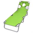 Pemberly Row Steel Foldable Sun Lounger with Head Cushion in Apple Green
