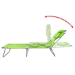 Pemberly Row Steel Foldable Sun Lounger with Head Cushion in Apple Green