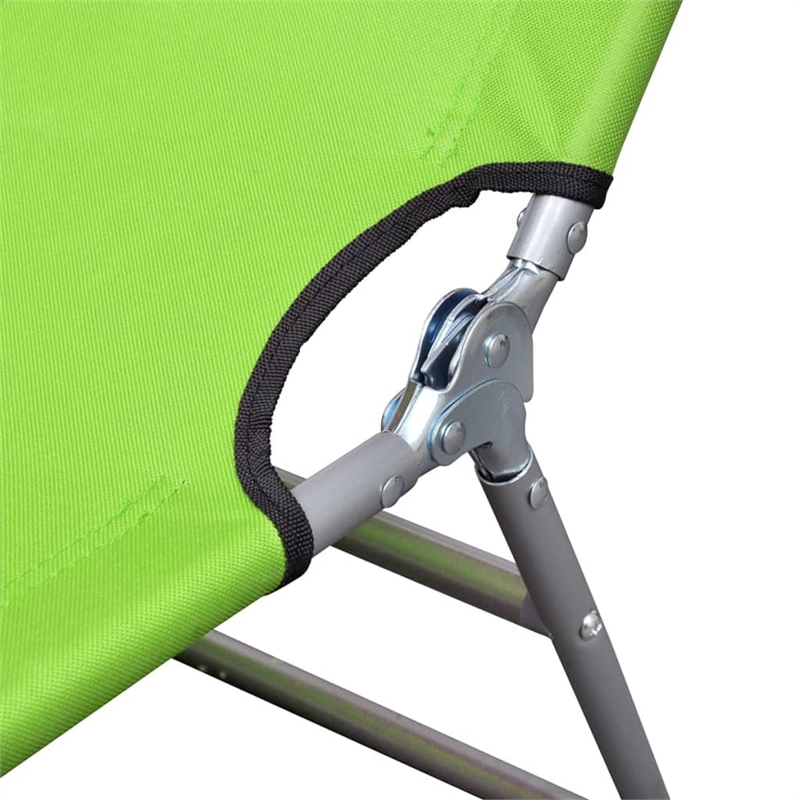 Pemberly Row Steel Foldable Sun Lounger with Head Cushion in Apple Green