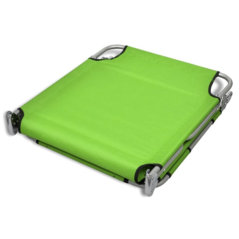 Pemberly Row Steel Foldable Sun Lounger with Head Cushion in Apple Green