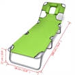 Pemberly Row Steel Foldable Sun Lounger with Head Cushion in Apple Green