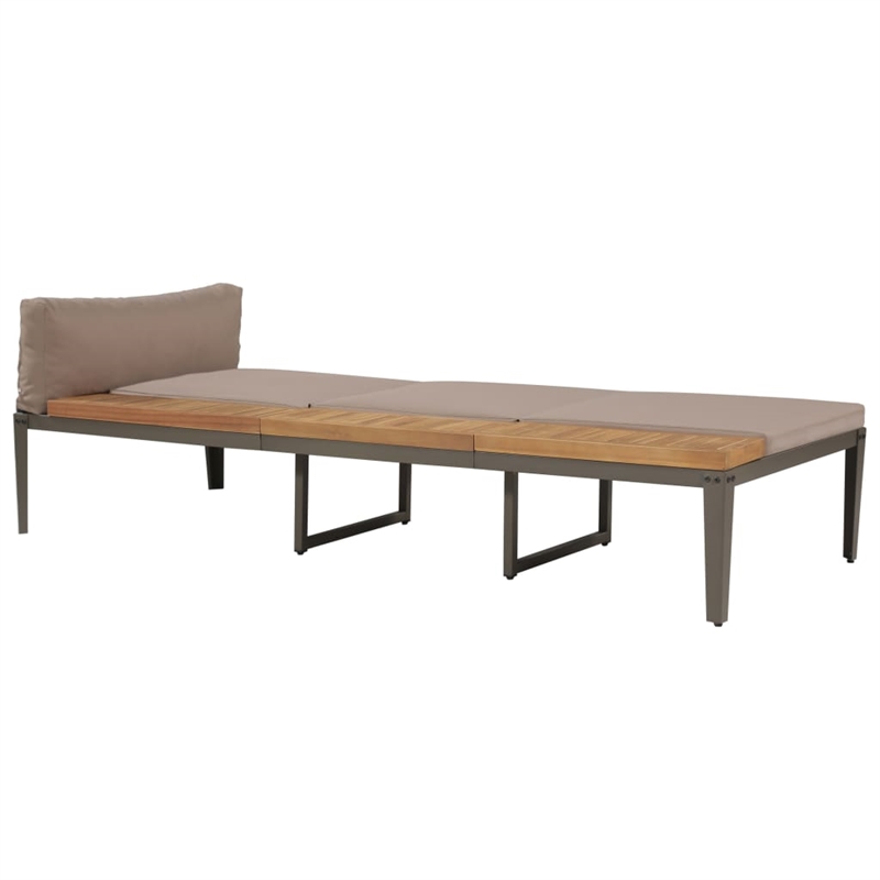 Pemberly Row Solid Acacia Wood Foldable Garden Sun Lounger in Brown