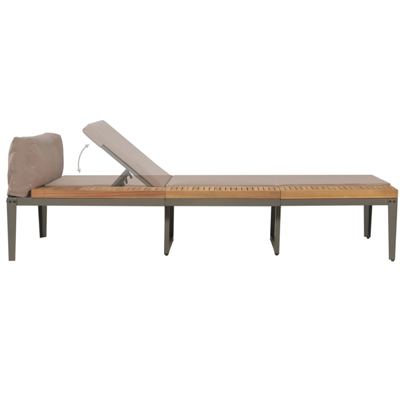 Pemberly Row Solid Acacia Wood Foldable Garden Sun Lounger in Brown