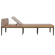 Pemberly Row Solid Acacia Wood Foldable Garden Sun Lounger in Brown