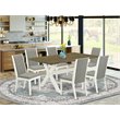 Pemberly Row 7-Piece Dining Set with Rectangular Table in White/Shitake