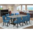 Pemberly Row 9-Piece Wood Dining Set with Cement and Black Finish