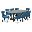 Pemberly Row 9-Piece Wood Dining Set with Cement and Black Finish