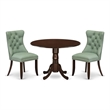 Pemberly Row 3-Piece Drop Leaf Dining Set in Mahogany and Willow Green