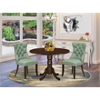 Pemberly Row 3-Piece Drop Leaf Dining Set in Mahogany and Willow Green