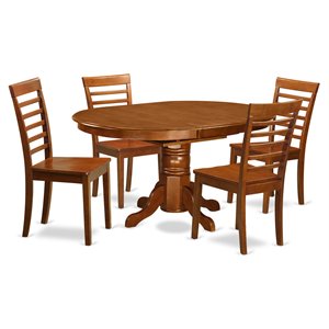 Pemberly Row 5-Piece Wood Dining Set with Butterfly Leaf in Saddle Brown