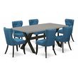 Pemberly Row 7-Piece Dinette Set with Upholstered Chairs in Cement/Black