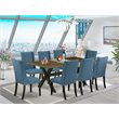 Pemberly Row X-Style 9-Piece Wood Dining Set in Black and Mineral Blue