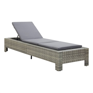 Pemberly Row PE Rattan 86.6 x 29.5 in Adjustable Sun Lounger in Gray