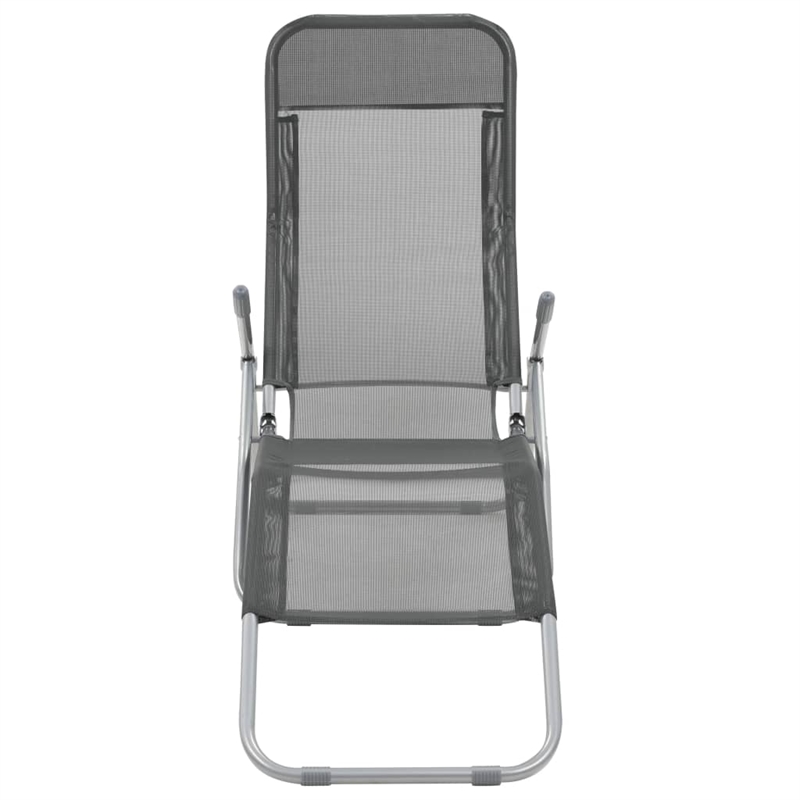 Pemberly Row Textilene Folding Sun Lounger Set of 2 in Anthracite