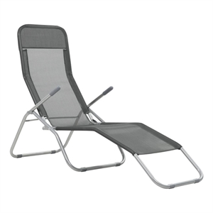 Pemberly Row Textilene Folding Sun Lounger Set of 2 in Anthracite