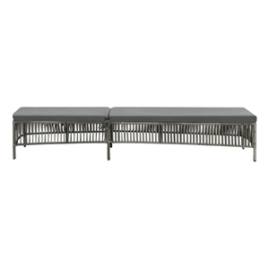 Pemberly Row Poly Rattan Sun Lounger with Removable Cushion in Gray