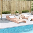 Pemberly Row Solid Douglas Fir Wood Adjustable Sun Lounger in Natural