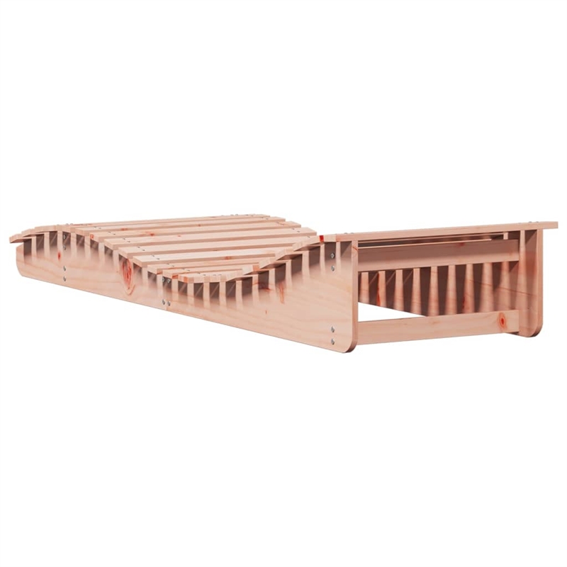 Pemberly Row Solid Douglas Fir Wood Adjustable Sun Lounger in Natural