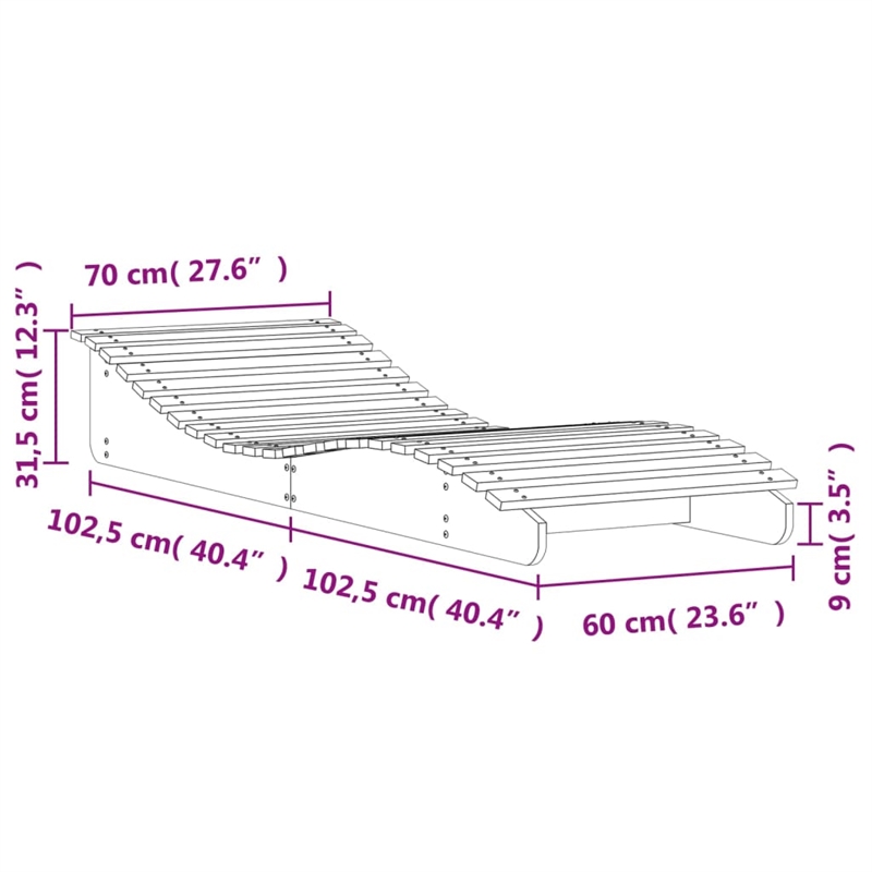 Pemberly Row Solid Douglas Fir Wood Adjustable Sun Lounger in Natural
