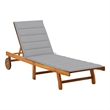 Pemberly Row Acacia Wood Sun Lounger with Adjustable Footrests in Gray